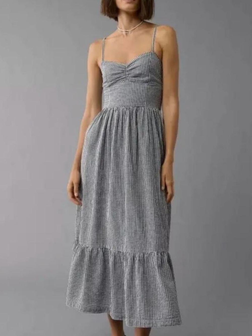 American Eagle tie back gingham dress
